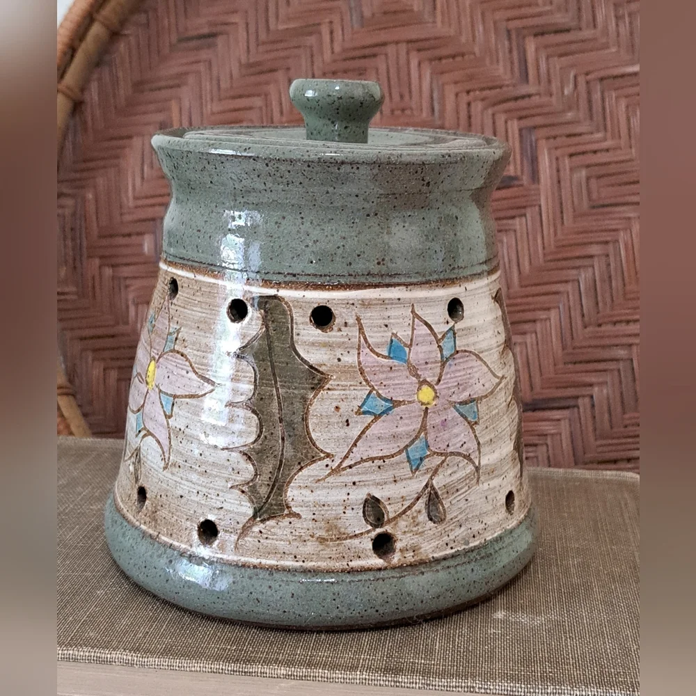 STUDIO POTTERY Stoneware Vessels Set Of 2 Vase Pot Jar Signed